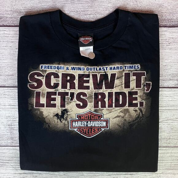 2000s Harley Davidson Motorycles Screw It, Lets Ride T-shirt - Picture 1 of 6
